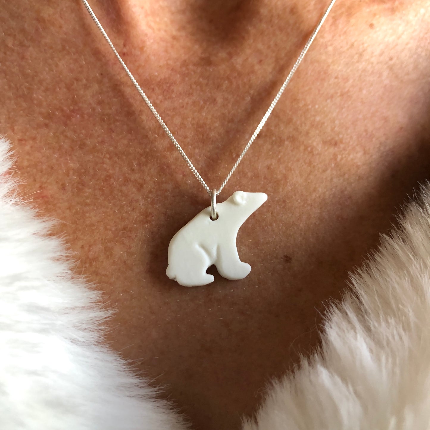 Porcelain Stargazing Polar Bear Necklace