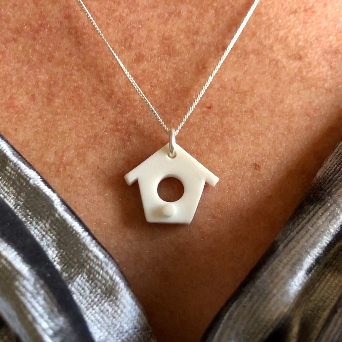 Porcelain Bird Box Necklace