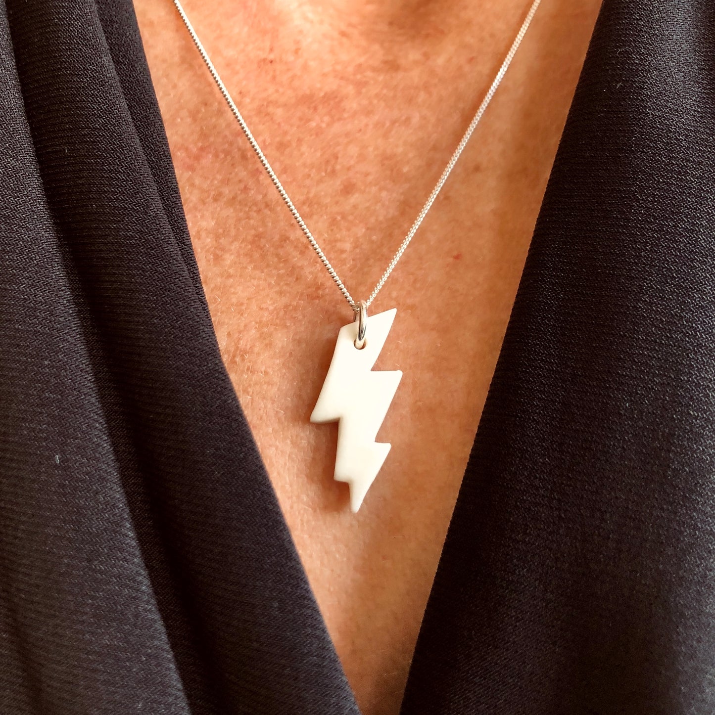 Porcelain Lightning Bolt Necklace