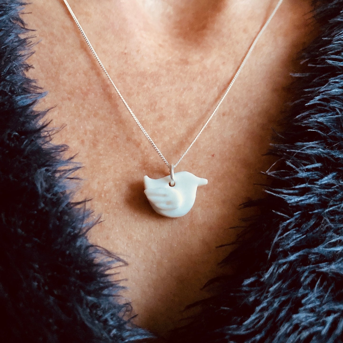 Porcelain Wren Necklace