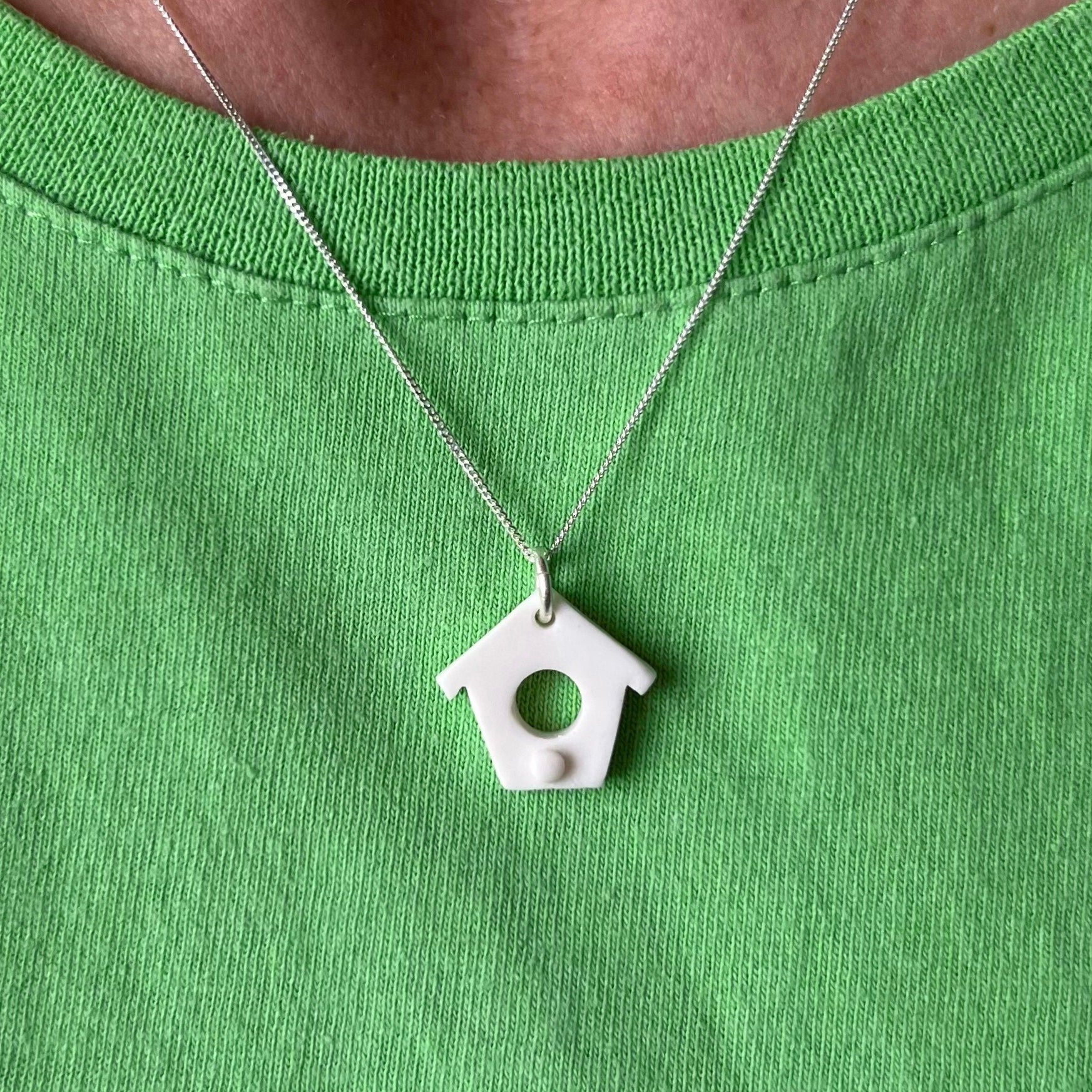 Heart and Wilde Bird Box Pendant on model