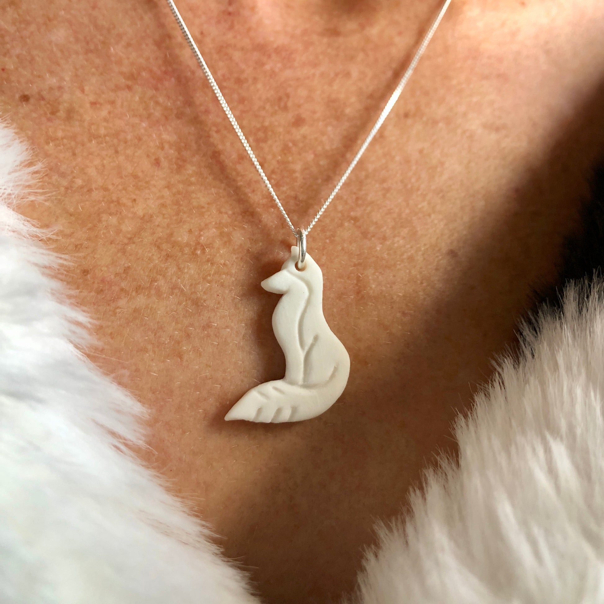 Heart and Wilde Porcelain Fox Necklace on model