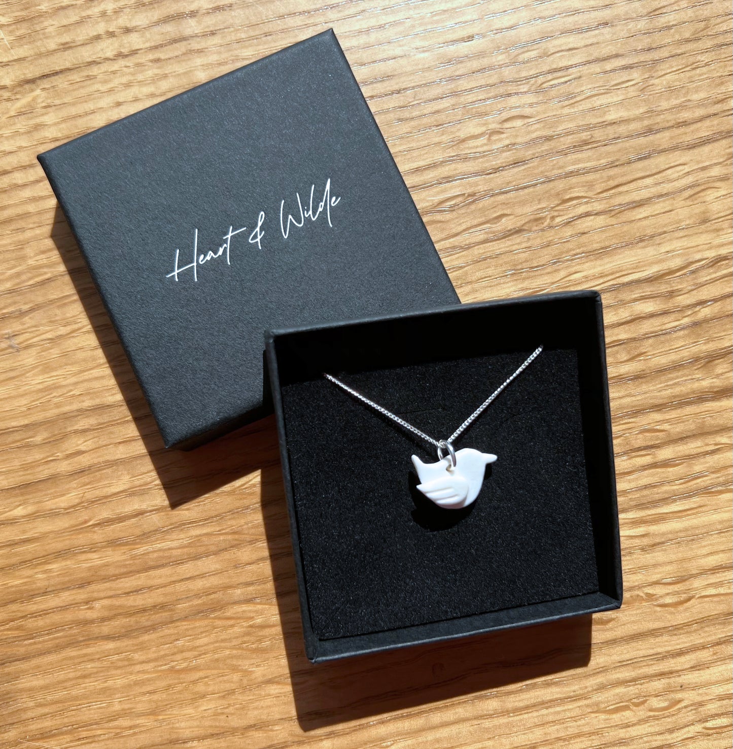 Heart and Wilde Porcelain Wren Necklace and Box Outer