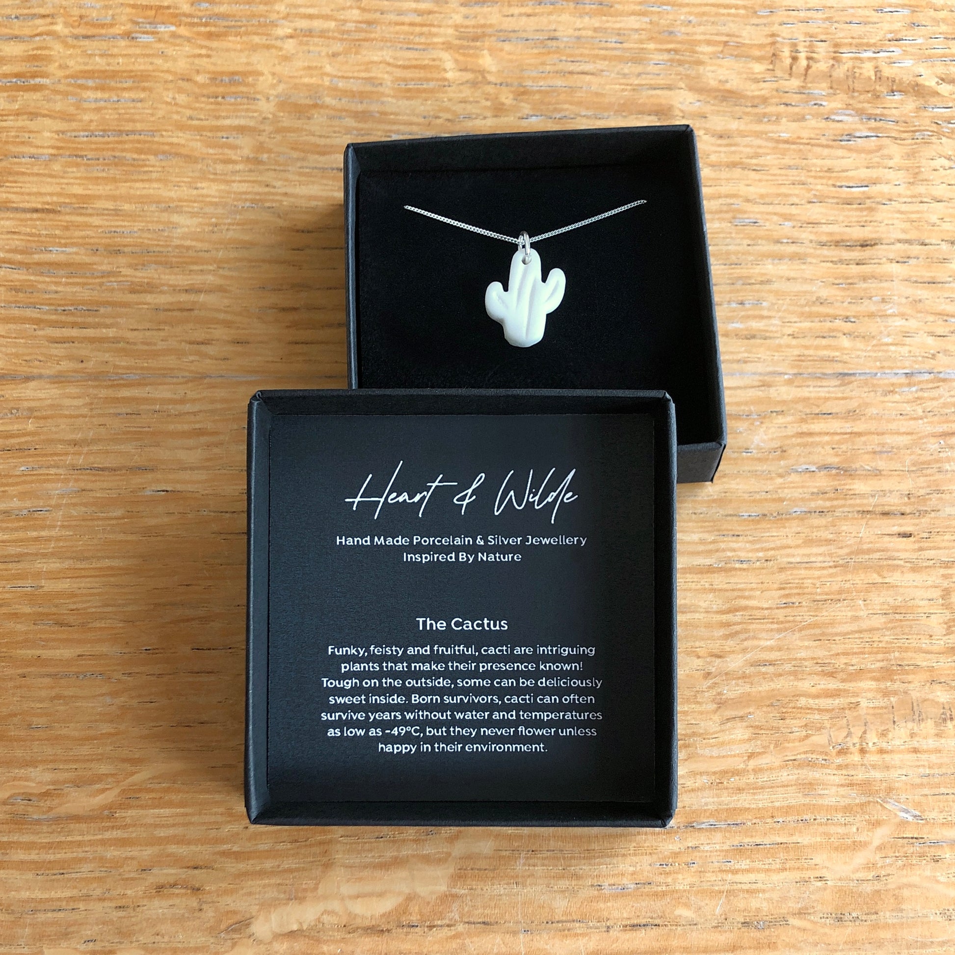 Heart and Wilde Porcelain Cactus Necklace In Box