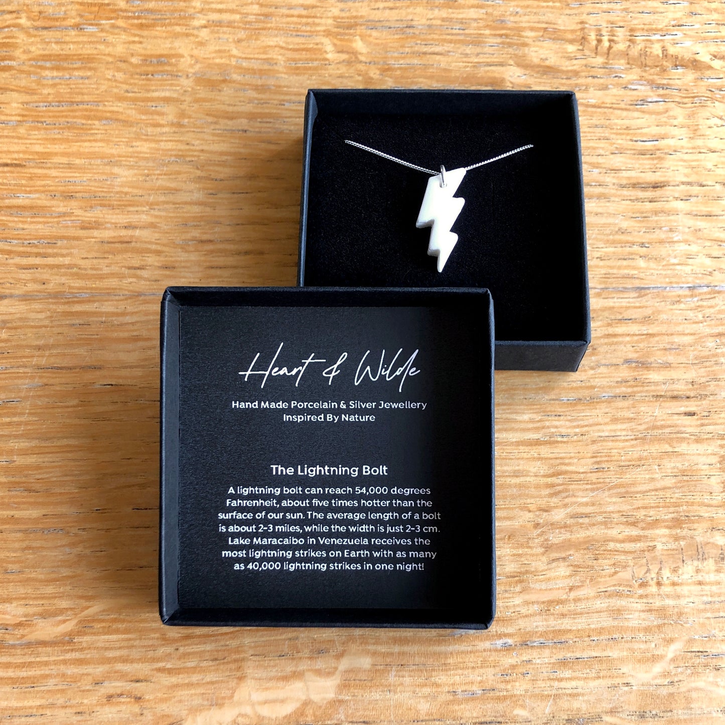 Heart and Wilde Porcelain Lightning Bolt Necklace In Box