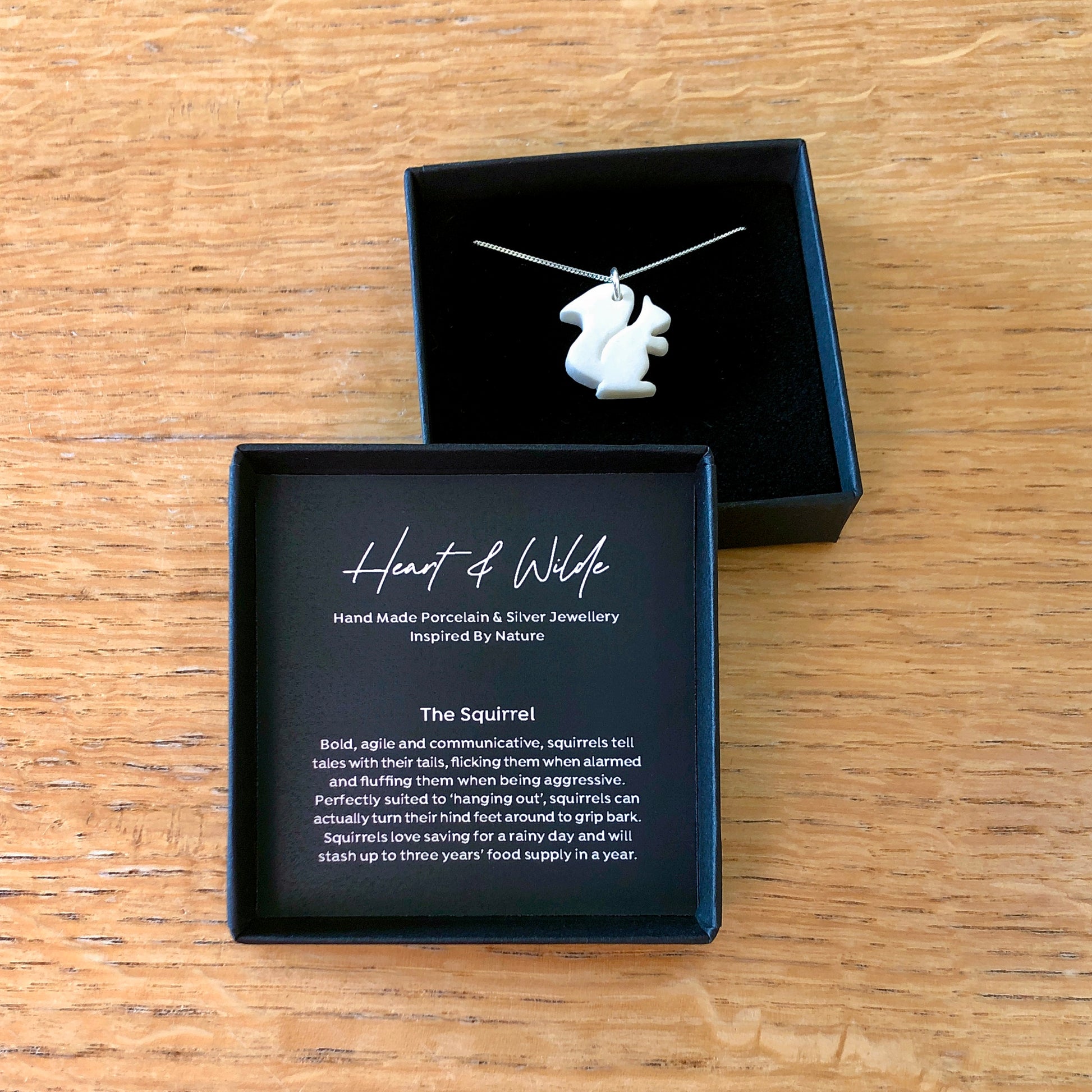 Heart and Wilde Porcelain Squirrel Necklace In Box