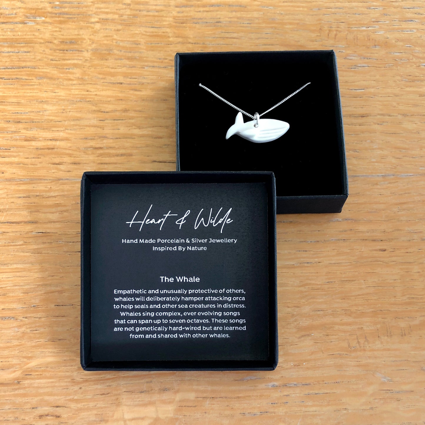 Heart and Wilde Porcelain Whale Necklace In Box Sq2
