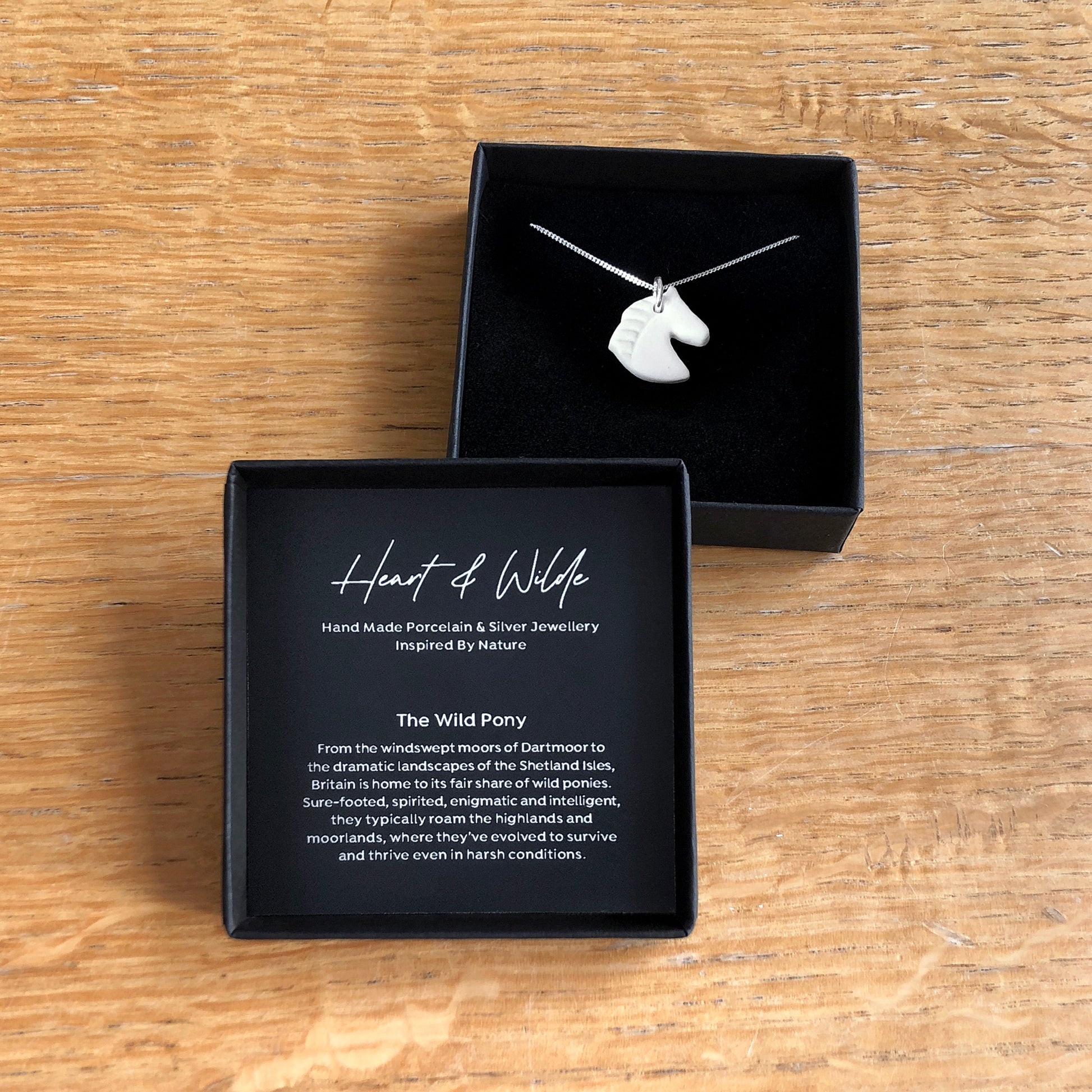 Heart and Wilde Porcelain Wild Pony Necklace In Box Sq