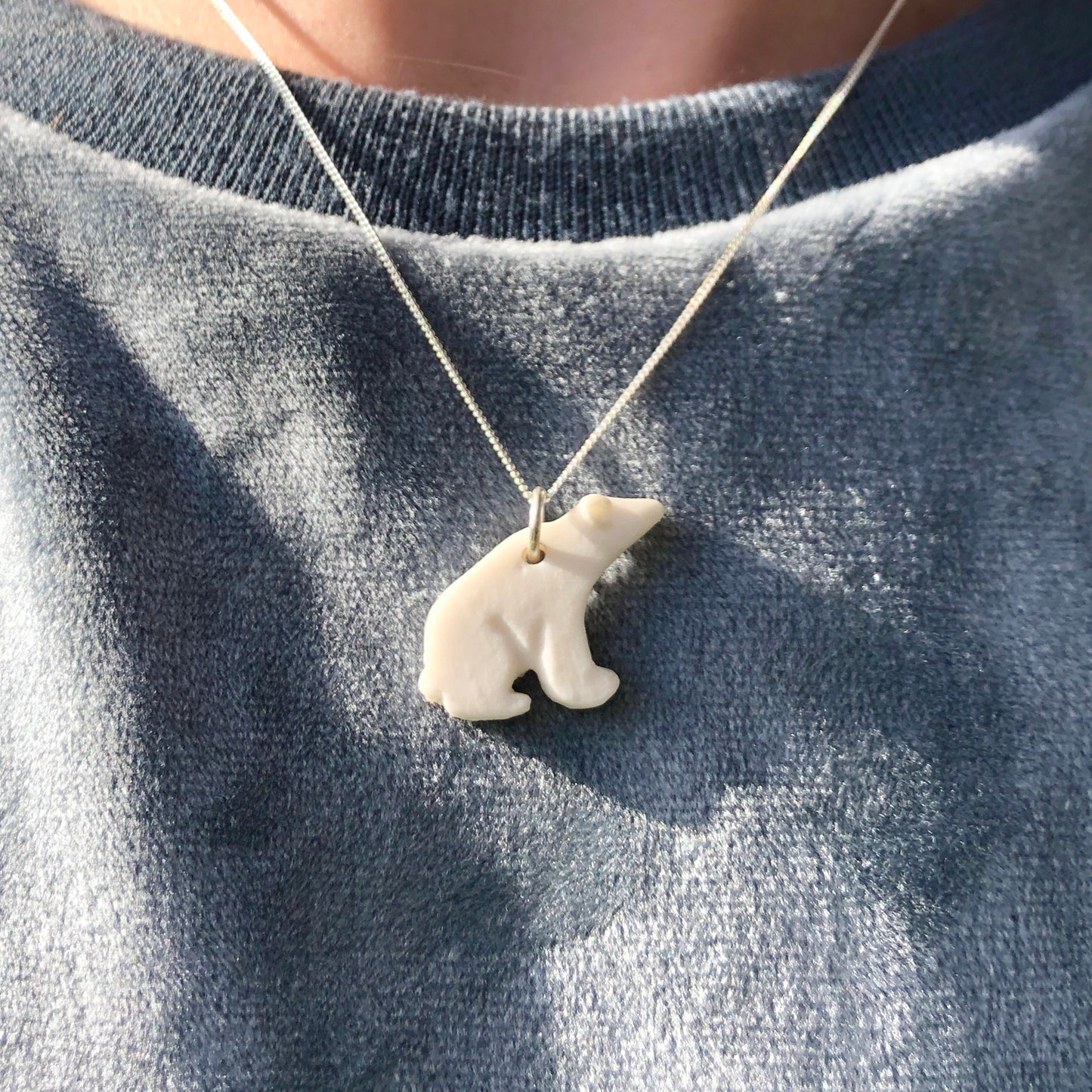 Porcelain Stargazing Polar Bear Necklace